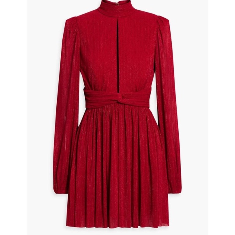 REBECCA VALLANCE
Samantha cutout metallic plissé-tulle mini dress